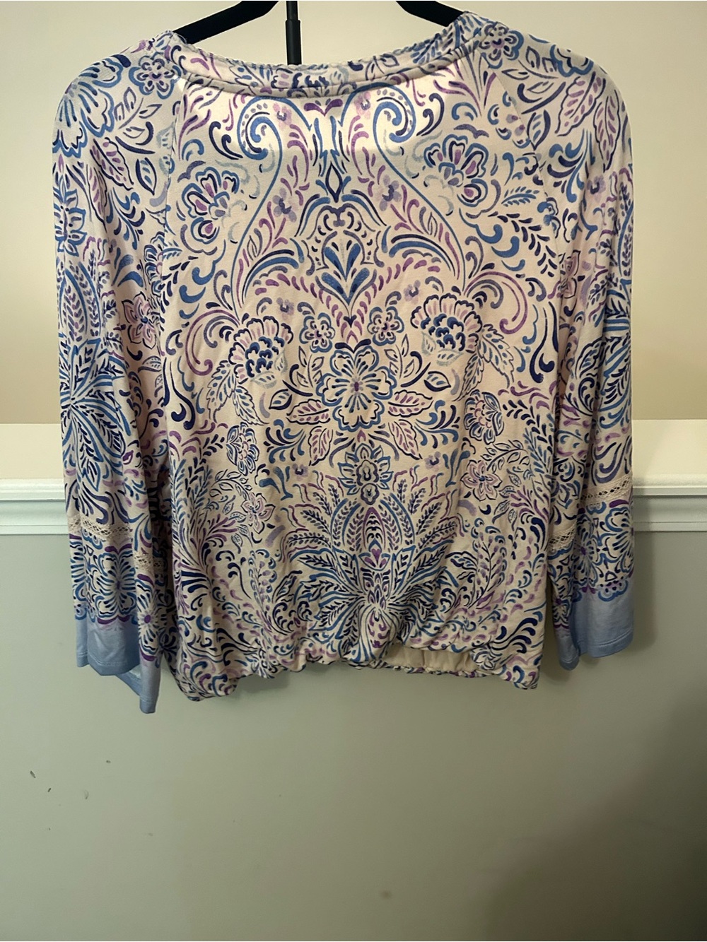 Democracy Lavender and Light Blue Floral-Print Long Sleeve Top - Picture 11 of 12